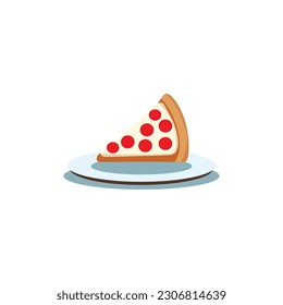 pizza slice on a plate vector illustration template design