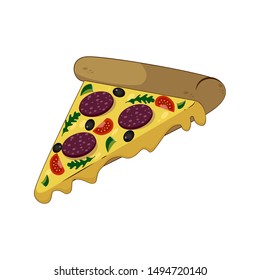 Pizza slice on white background. Vector
