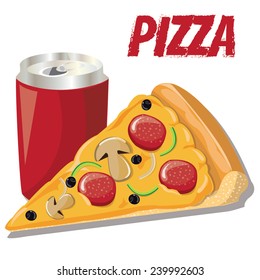 pizza slice on white,vector 1