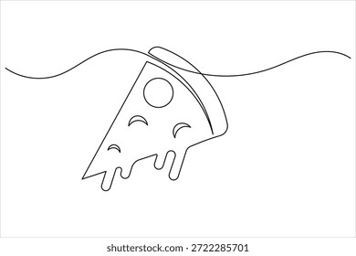 Pizza fatia um desenho de linha minimalista vetor de arte de linha contínua