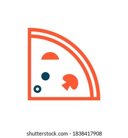 Pizza slice outline icon. Fast food vector illustration. Good for restaurant menu, banner, or brochure