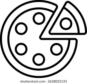 Pizza slice outline icon – minimal fast food vector