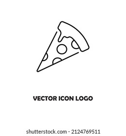 Pizza slice outline style vector icon
