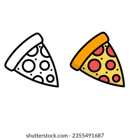 Pizza slice outline style vector icon. Pizza slice icon Vector