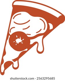 Pizza slice outline style vector icon