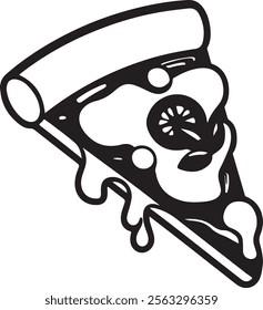 Pizza slice outline style vector icon
