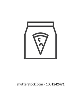 Pizza slice pack outline icon. linear style sign for mobile concept and web design. Take away food simple line vector icon. Symbol, logo illustration. Pixel perfect vector graphics