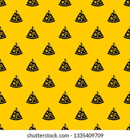 Pizza slice pattern seamless vector repeat geometric yellow for any design