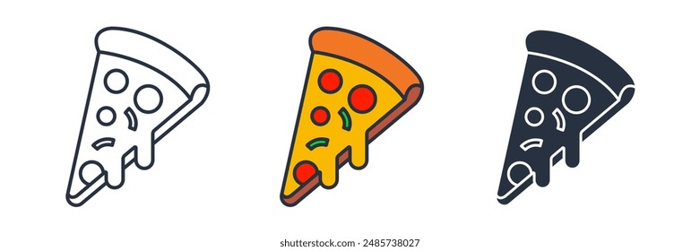 pizza slice with pepperoni and cheese Icon symbol vector illustration isolated on white background