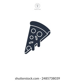 pizza slice with pepperoni and cheese Icon symbol vector illustration isolated on white background