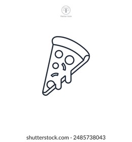 pizza slice with pepperoni and cheese Icon symbol vector illustration isolated on white background