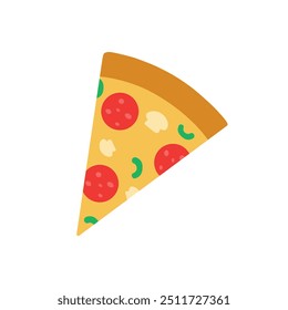 Pizza Slice. Slice of pepperoni pizza. Delicious Italian pizza with mozzarella vector illustration. 