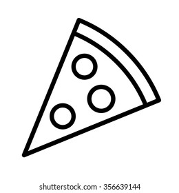 Pizza slice with pepperoni line art vector icon for food apps and websites