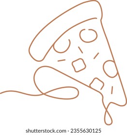 Pizza slice, Pepperoni, Supreme, Outline Vector Illustration Icon