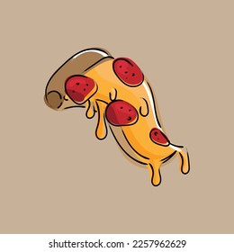 Pizza Slice Pepperoni Vector Illustration