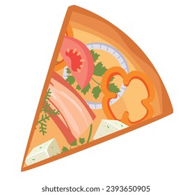 Pizza slice piece isolated on white background. Vector graphic design illustration