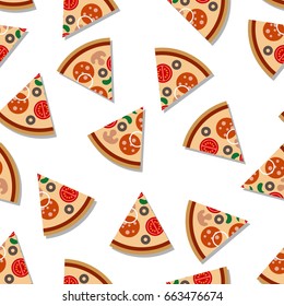 Pizza slice seamless pattern. Pizza seamless pattern