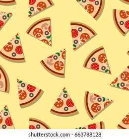 Pizza slice seamless pattern. Pizza seamless pattern