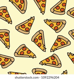 Pizza slice seamless pattern cute hand drawn