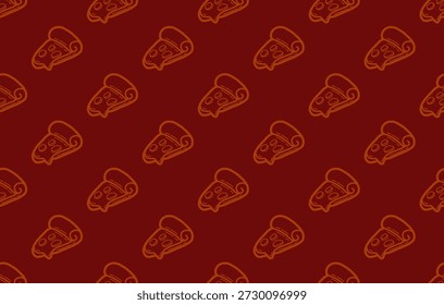 Fondo de estilo de doodle de patrón sin fisuras de rebanada de pizza. patrón de pizza de doodle adecuado para embalaje, caja de cartón o papel de embalaje.