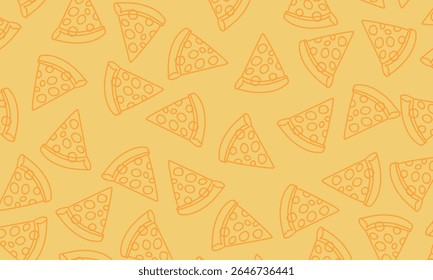 Pizza slice seamless pattern outline. Pizza seamless pattern for restaurant packaging background. Pizza pattern background.
