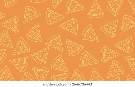 Pizza slice seamless pattern outline. Pizza seamless pattern for restaurant packaging background. Pizza pattern background.