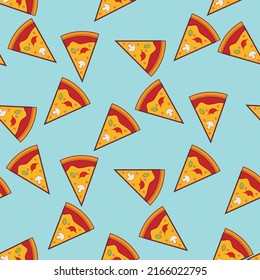 Pizza slice seamless pattern.  Vector illustration