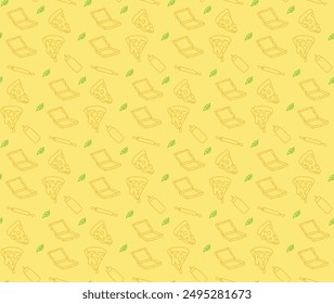 pizza slice seamless pattern yellow flat design isolated background