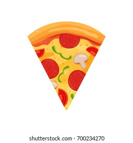 Pizza Slice Sign. Cartoon Vector Illustration.