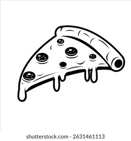 Pizza Slice Silhouette Icon, Black and white silhouette icon of pizza, simple and clean food illustration.