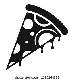 Pizza slice silhouette on white background 