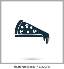 Pizza slice simple icon on the background