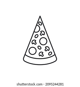 Pizza slice simple line vector icon.