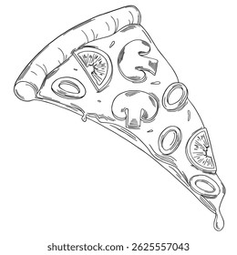 Pizza Slice Sketch – Doodle Style Outline