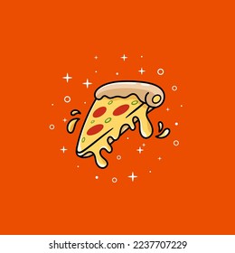 pizza slice with sparkling stars cartoon