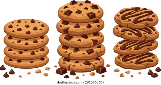 Pizza Slice Stack Illustration with Gooey Cheese, Pepperoni Chunks, and Melted Texture for Food Menu and Cafe Design