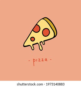 Pizza Slice Symbol. Delicious Food Vector Illustration.