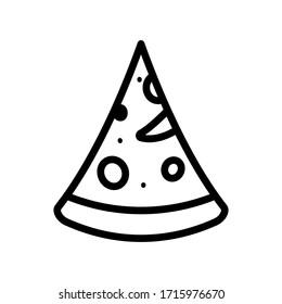 Pizza slice thin line icon isolated on white background EPS Vector
