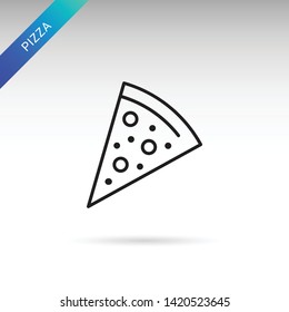 Pizza slice thin line isolated flat vector icon - Vector