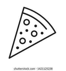 Pizza slice thin line isolated flat vector icon - Vector