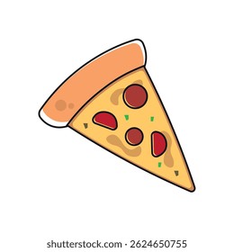 Rebanada de pizza con aderezos. Ilustración vectorial