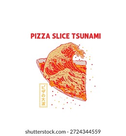 Pizza Slice Tsunami Creative Food Illustration