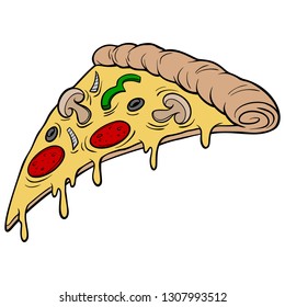 Pizza Slice - A vector cartoon illustration of a restaurant Pizza slice.