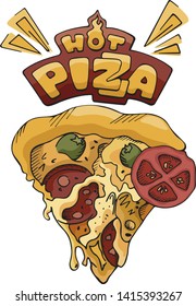 Pizza slice vector color, illustration, logo, print, drawing
