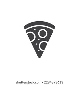 Pizza slice vector icon. filled flat sign for mobile concept and web design. Pepperoni pizza glyph icon. Symbol, logo illustration. Vector graphics