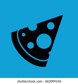Pizza slice vector icon illustration. Blue background