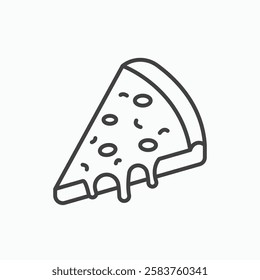Pizza slice vector icon isolated in black line