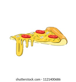 Pizza slice vector icon product isolated on white background