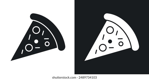 Pizza slice vector icon set in solid black and white color