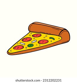 Ilustración vectorial de pizza con queso en la parte superior. Ilustración de pizza plana